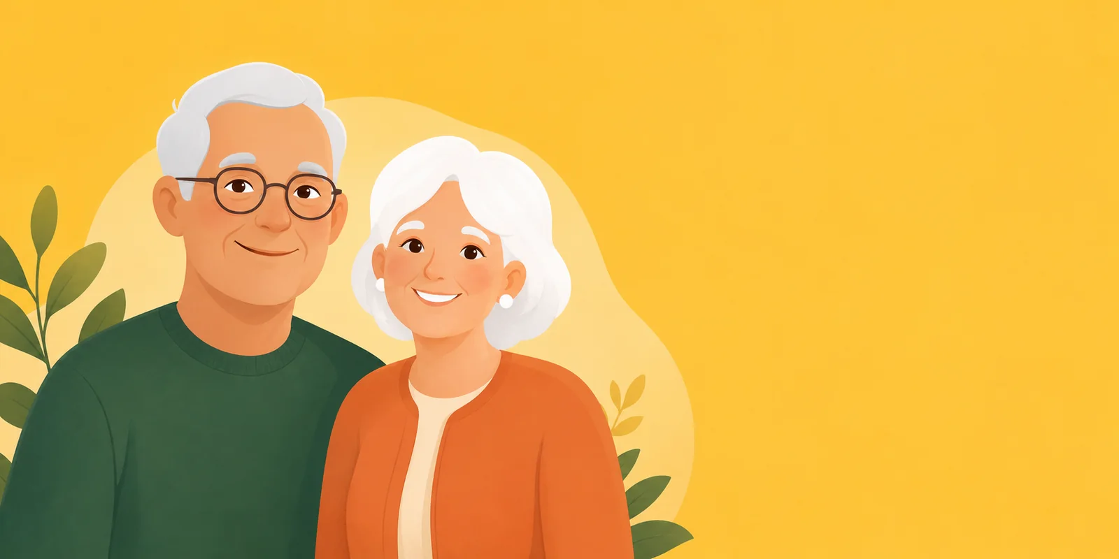Illustration of a smiling senior couple